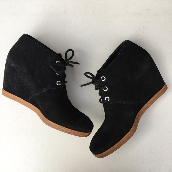 Cole Haan Leslie Suede Wedge Ankle Boot Black Size 8 - Picture 3 of 7